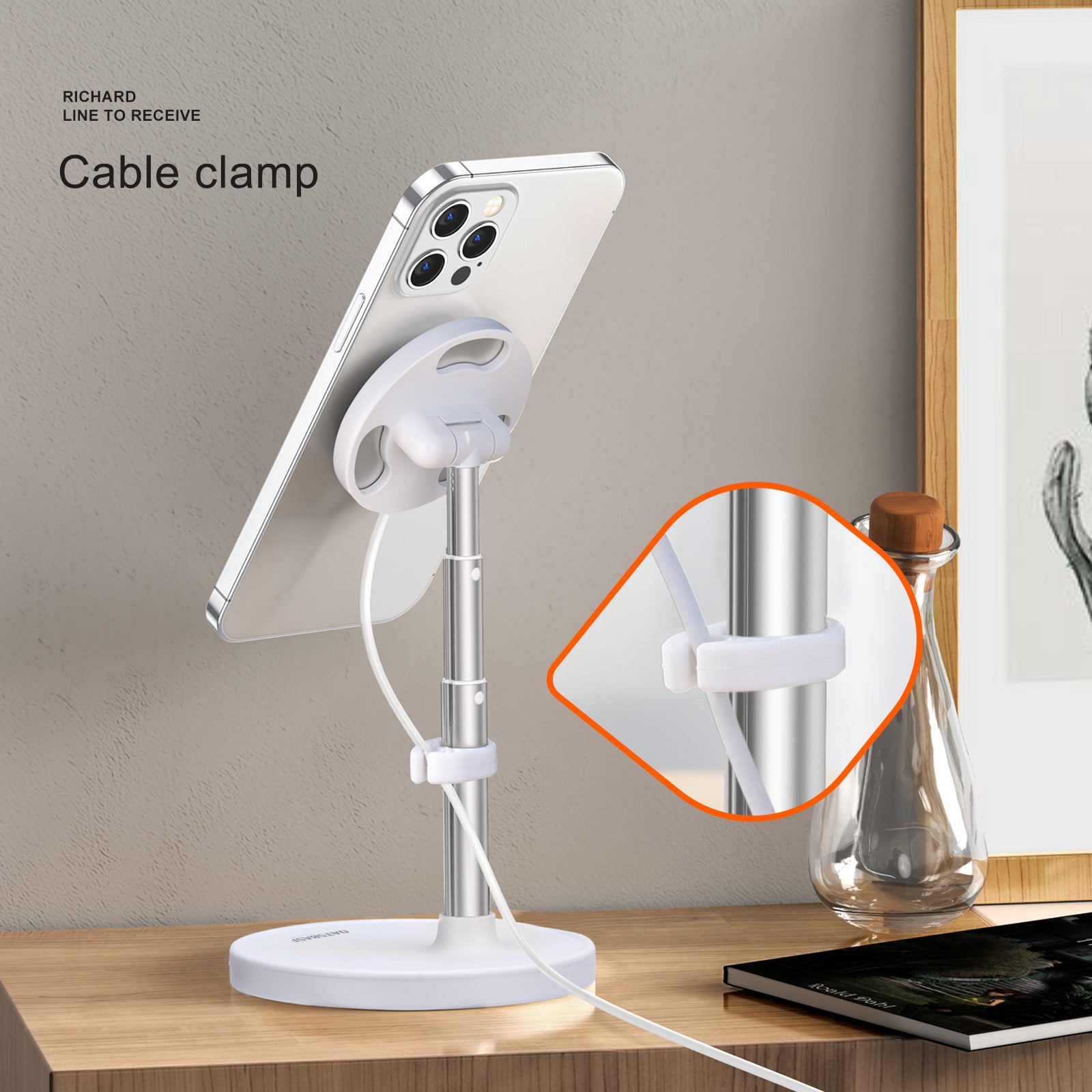 Magnetic Wireless Phone Charger Stand Adjustable Telescopic.